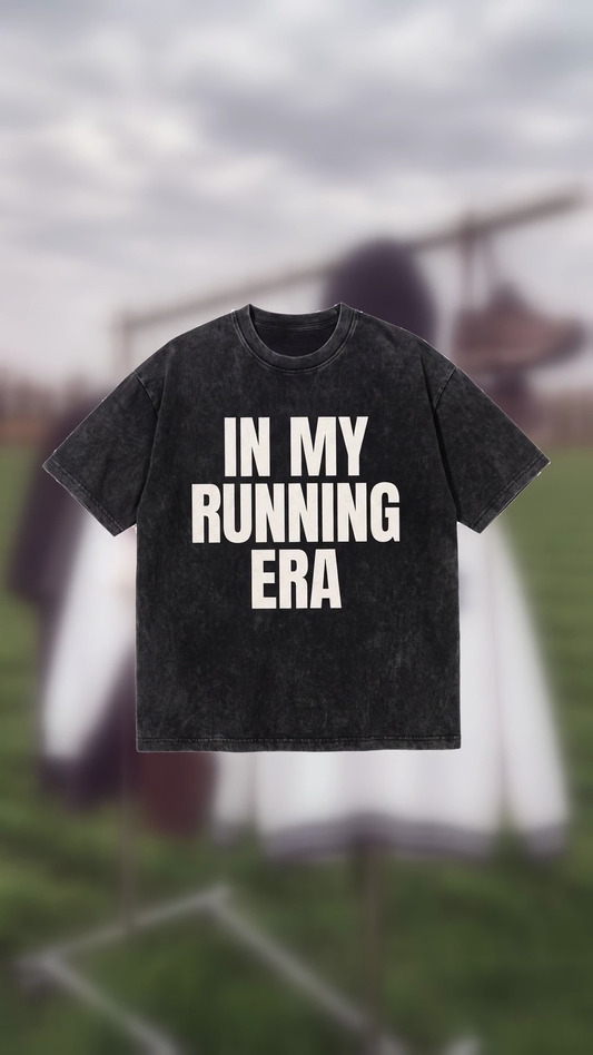 In My Running Era washed black tee